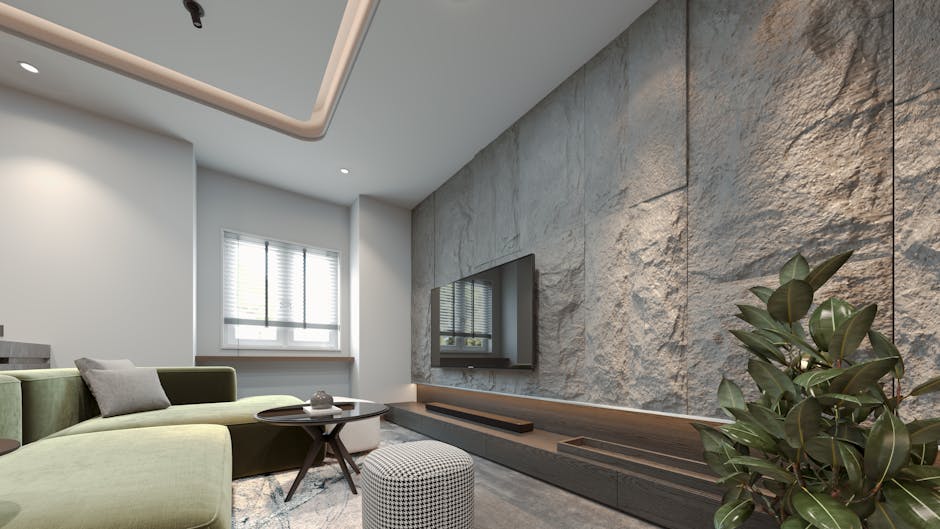 Nowoczesna ściana TV: lamele, beton architektoniczny czy tapeta?
